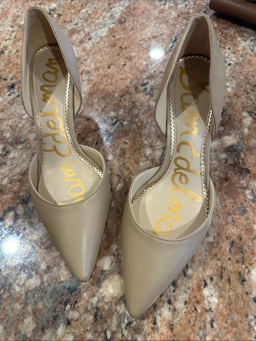 Sam Edelman Beige D'Orsay Pointed-Toe Pumps